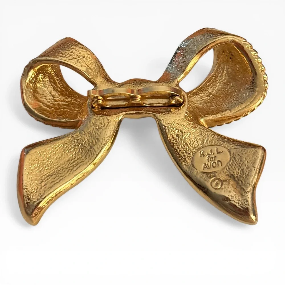 K.J.L.‎ for Avon Vintage Black Enamel Gold Tone Bow bolo Kenneth Jay Lane - Picture 2 of 8